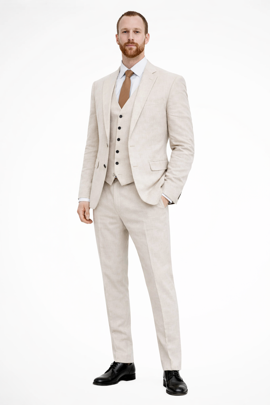 Men's Tailored Three-Piece Formal Suit with Waistcoat