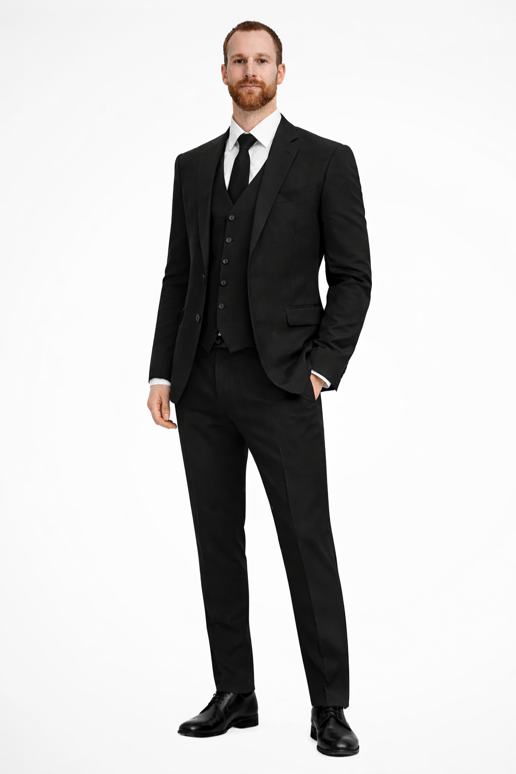 Men's Tailored Three-Piece Formal Suit with Waistcoat