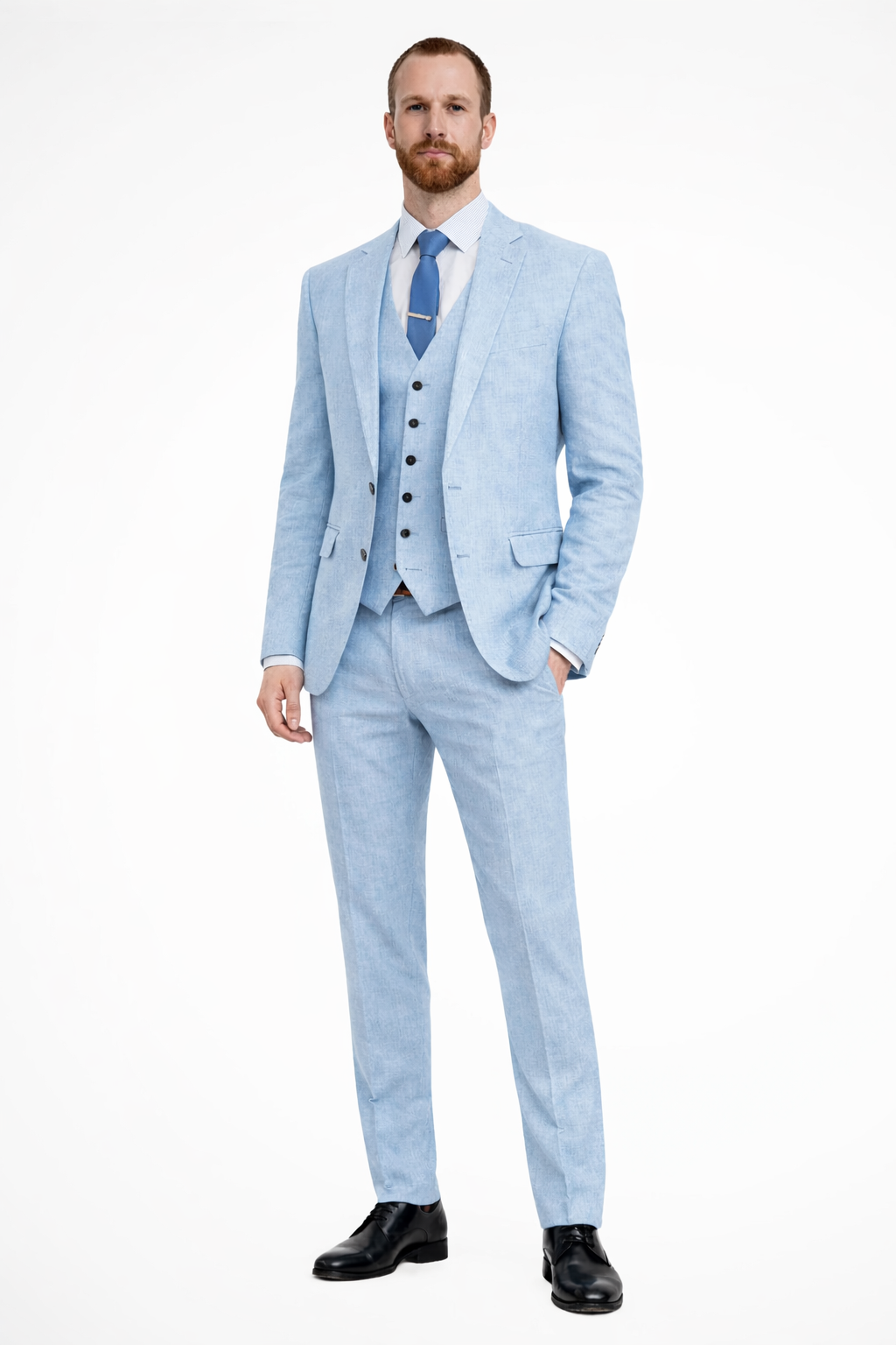 Men's Tailored Three-Piece Formal Suit with Waistcoat