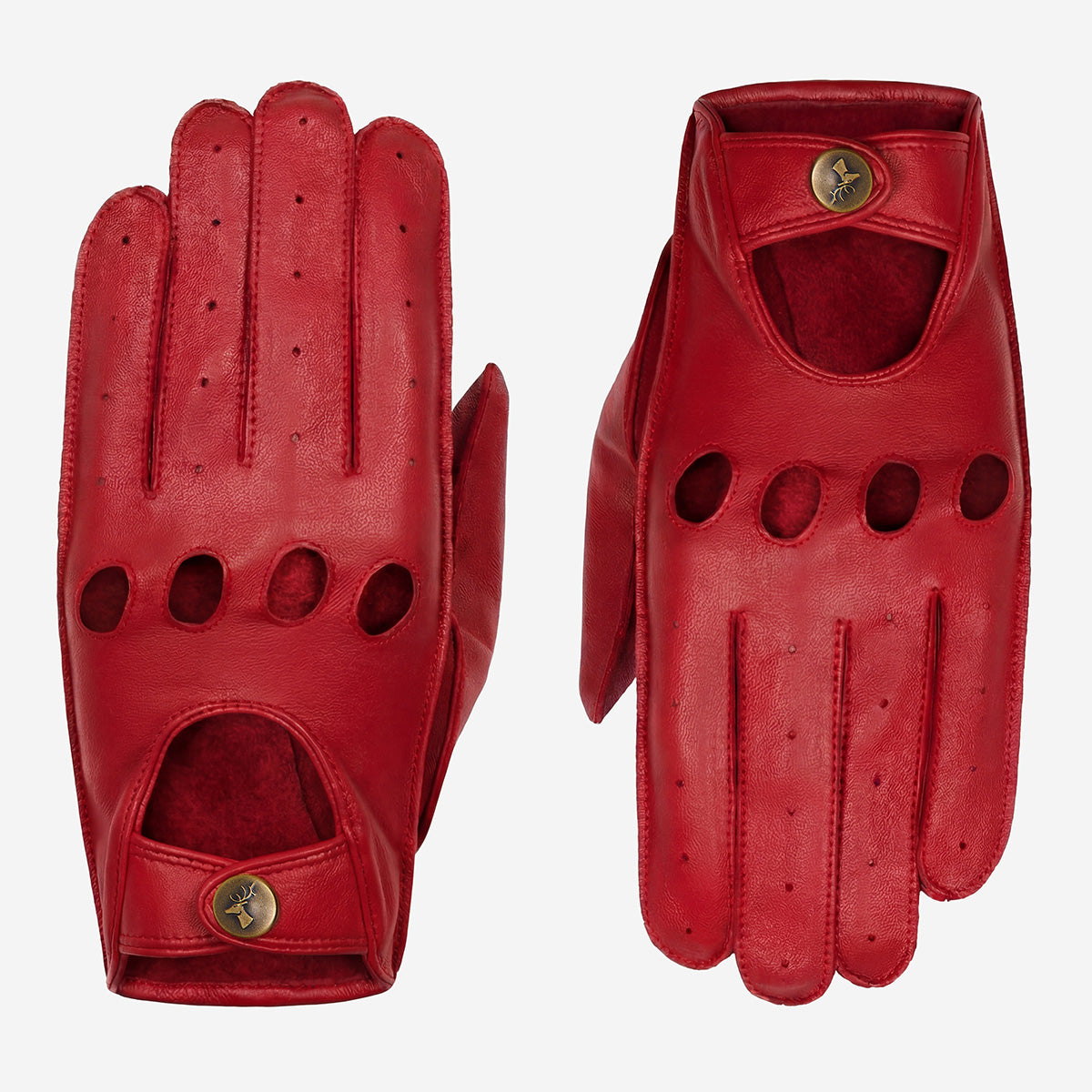 Men's Faux Leather Touchscreen Driving Gloves in Red