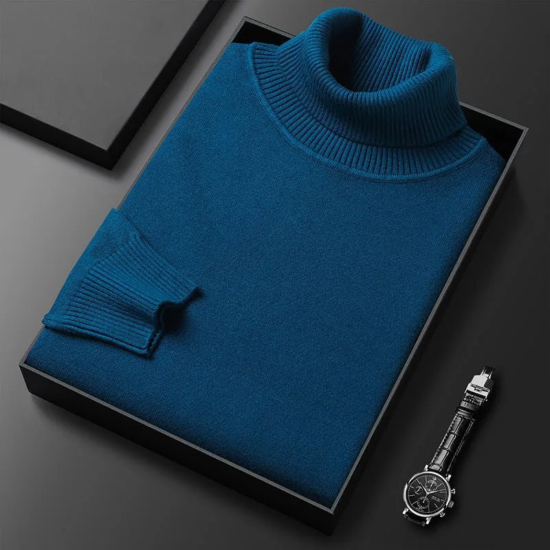 Men's Knitted Roll Neck Jumper for Winter