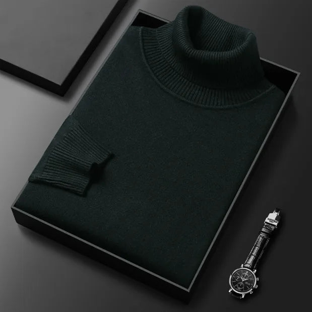 Men's Knitted Roll Neck Jumper for Winter