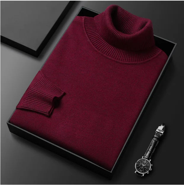 Men's Knitted Roll Neck Jumper for Winter
