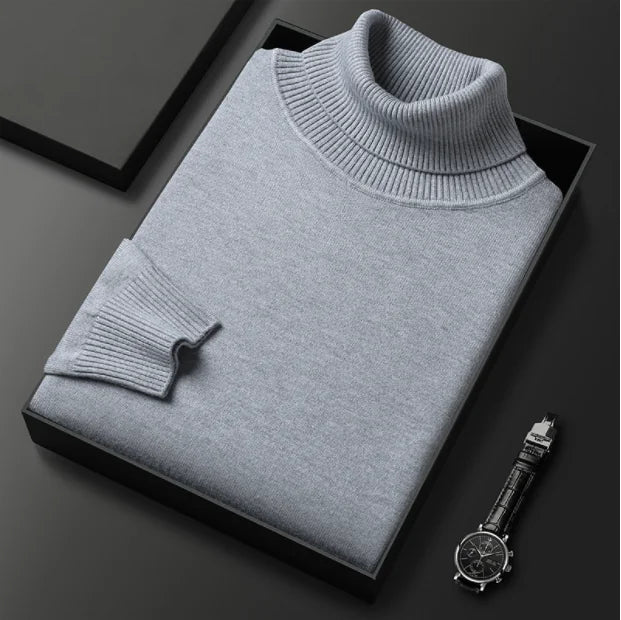 Men's Knitted Roll Neck Jumper for Winter