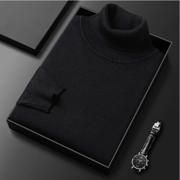 Men's Knitted Roll Neck Jumper for Winter