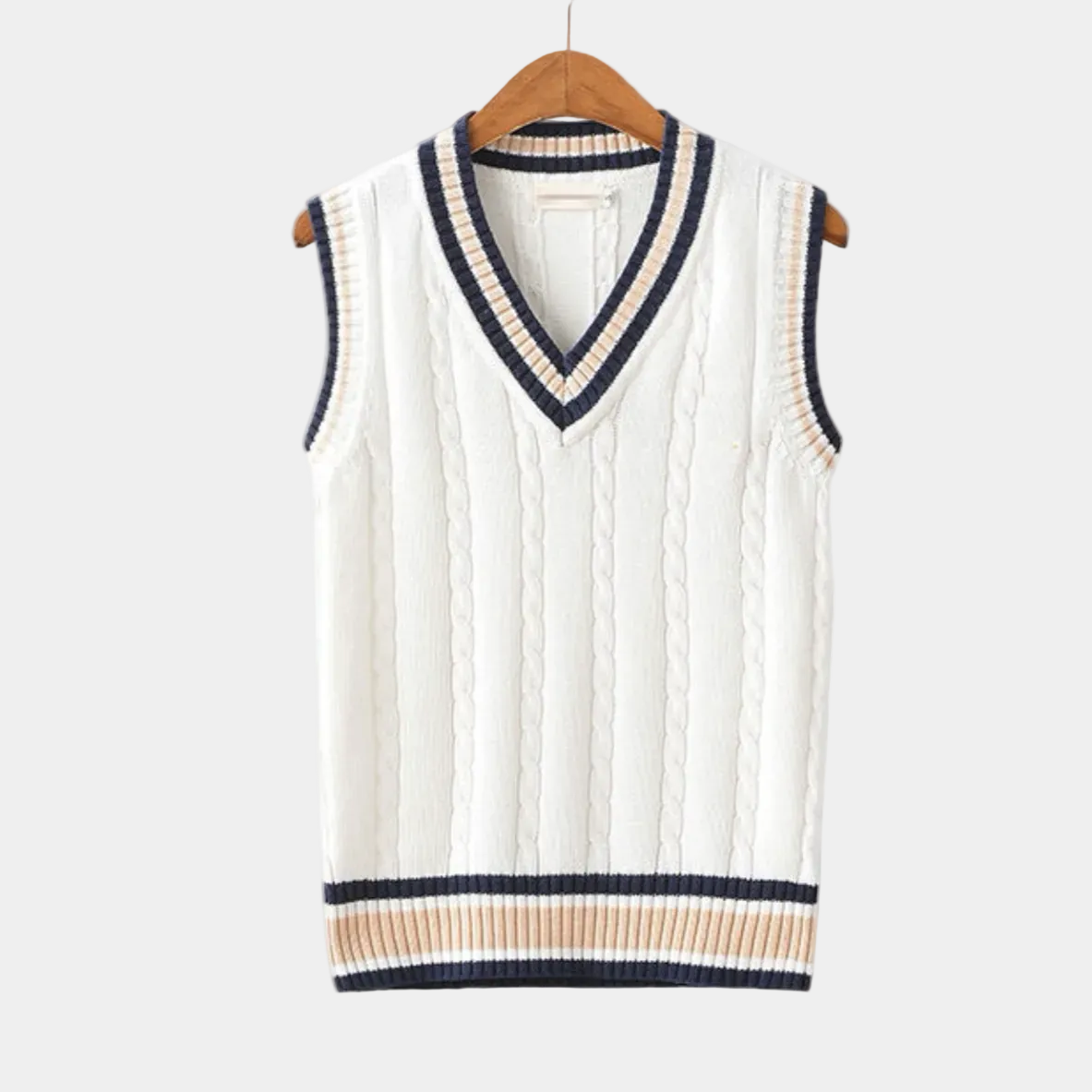 Men's V-Neck Cable Knit Jumper Vest