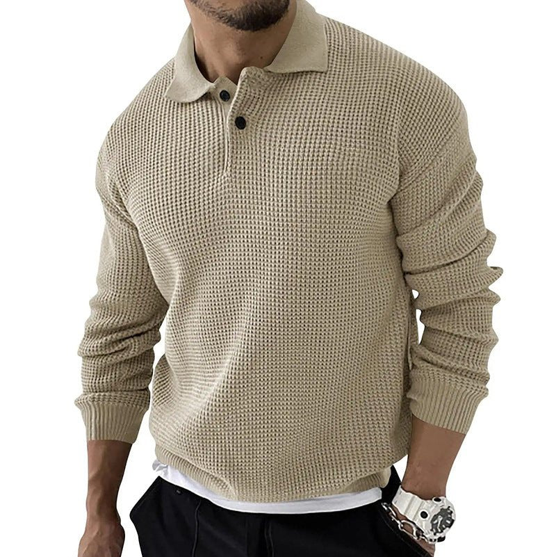 Men's Waffle Knit Polo Jumper