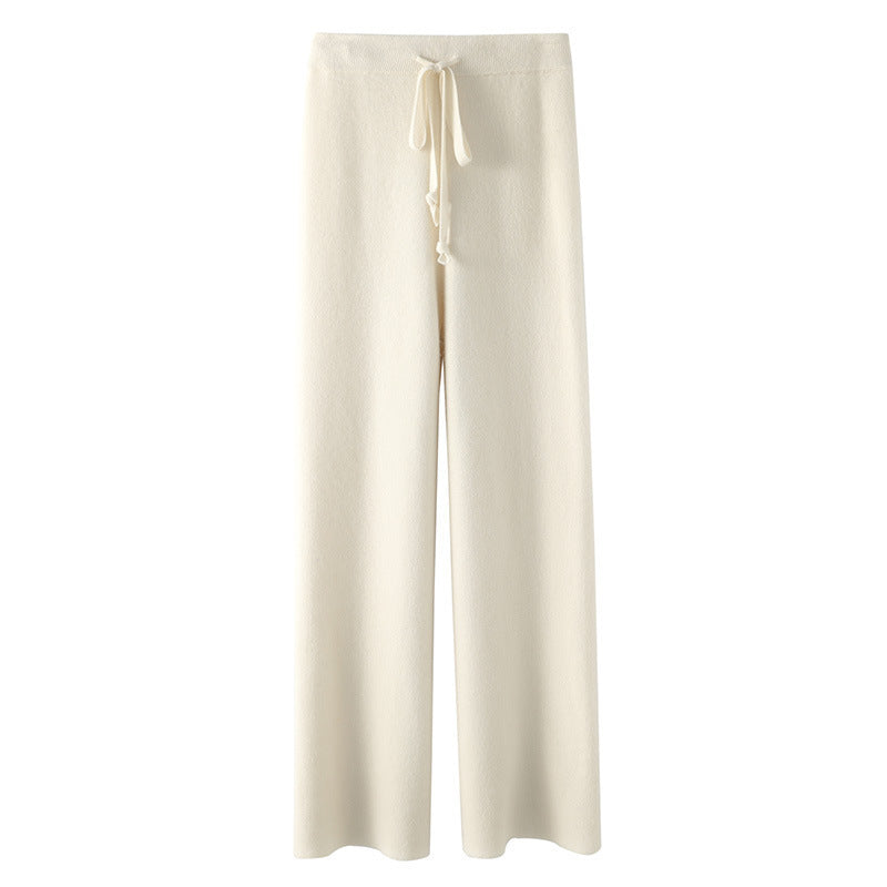 Men's Knit Wide-Leg Lounge Trousers with Ribbed Waist