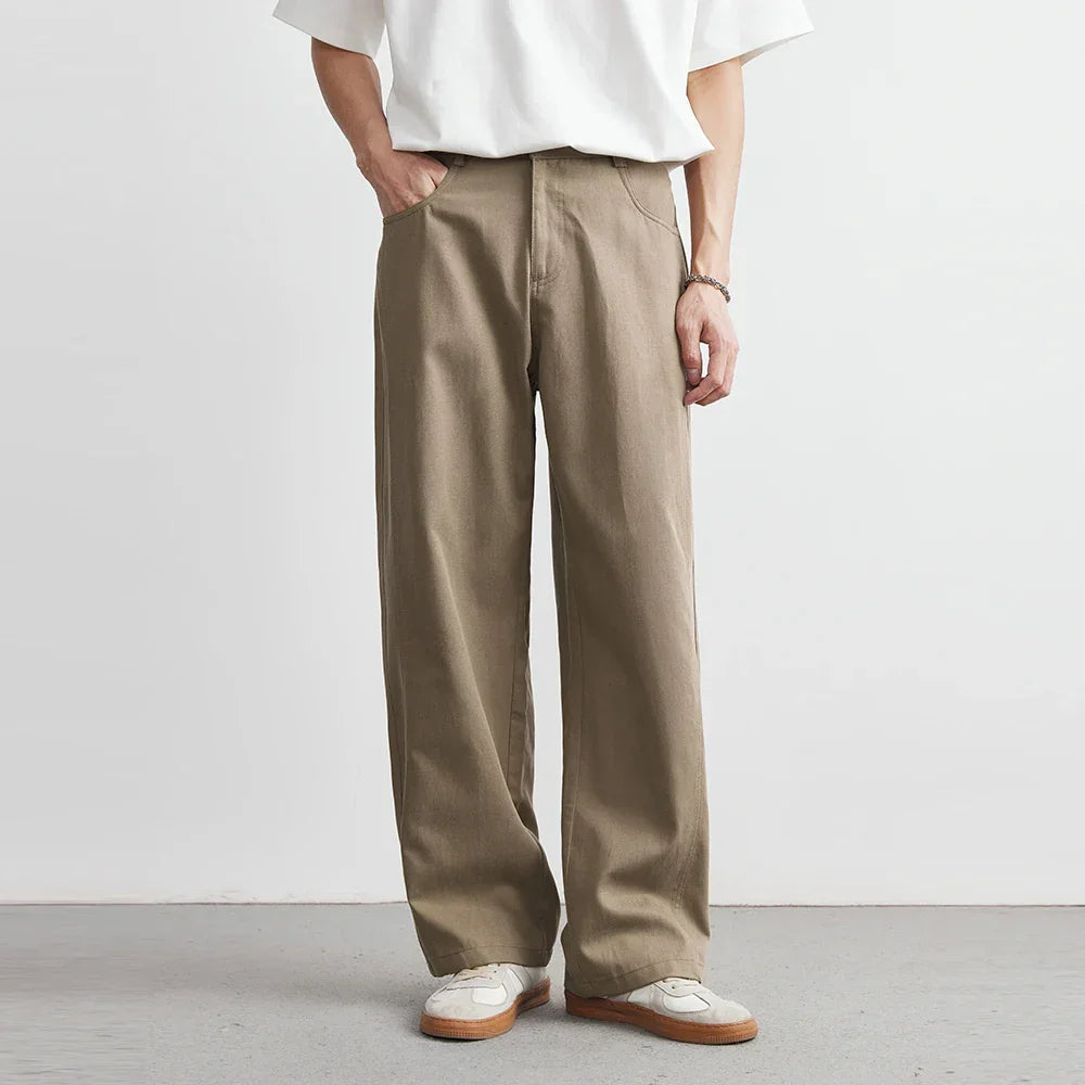 Men's Wide Leg Flat Front Trousers