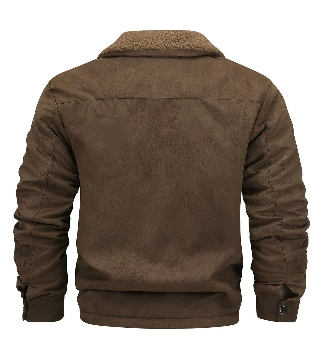 Men's Fleece Collar Winter Bomber Jacket in Brown