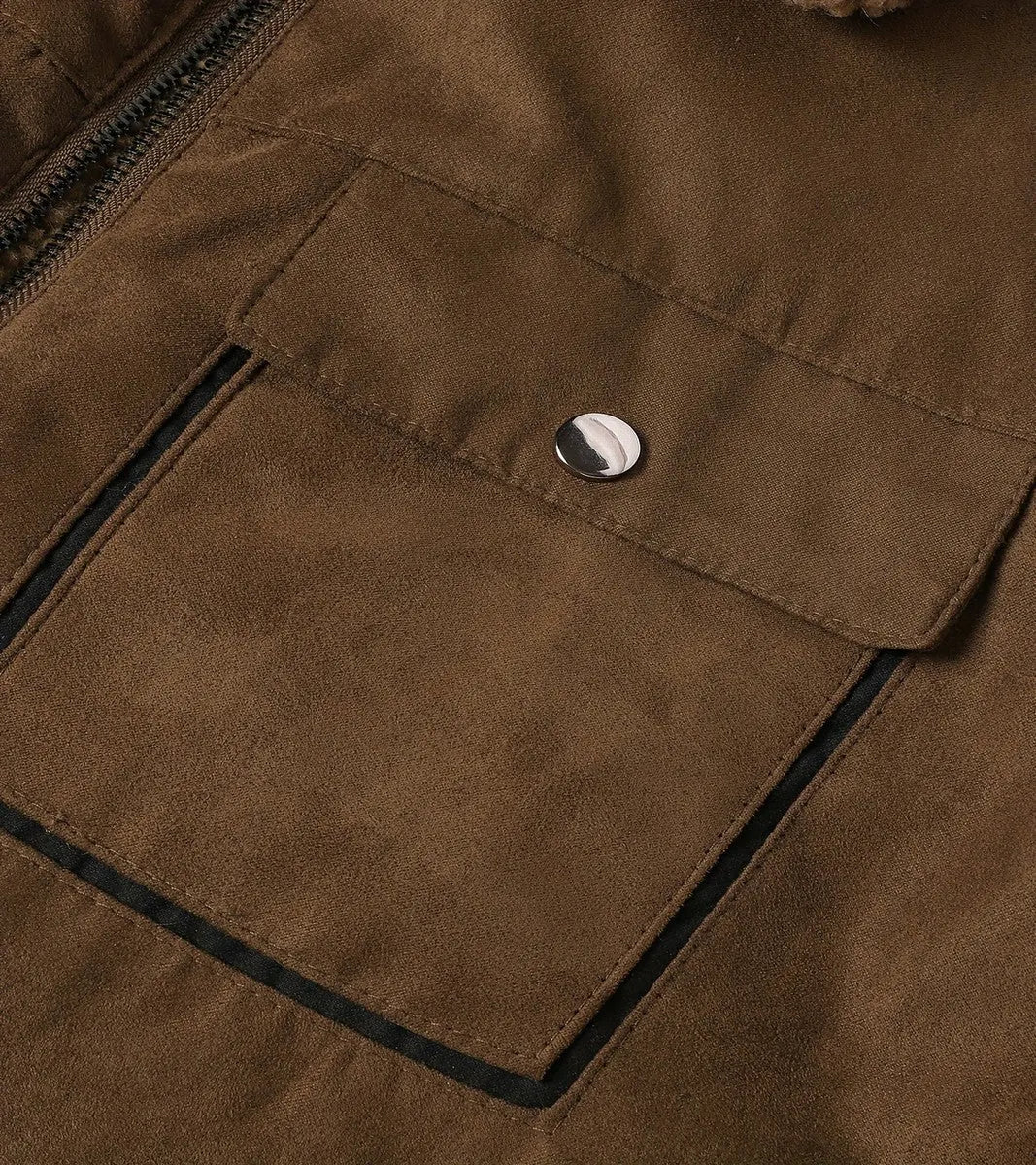Men's Fleece Collar Winter Bomber Jacket in Brown