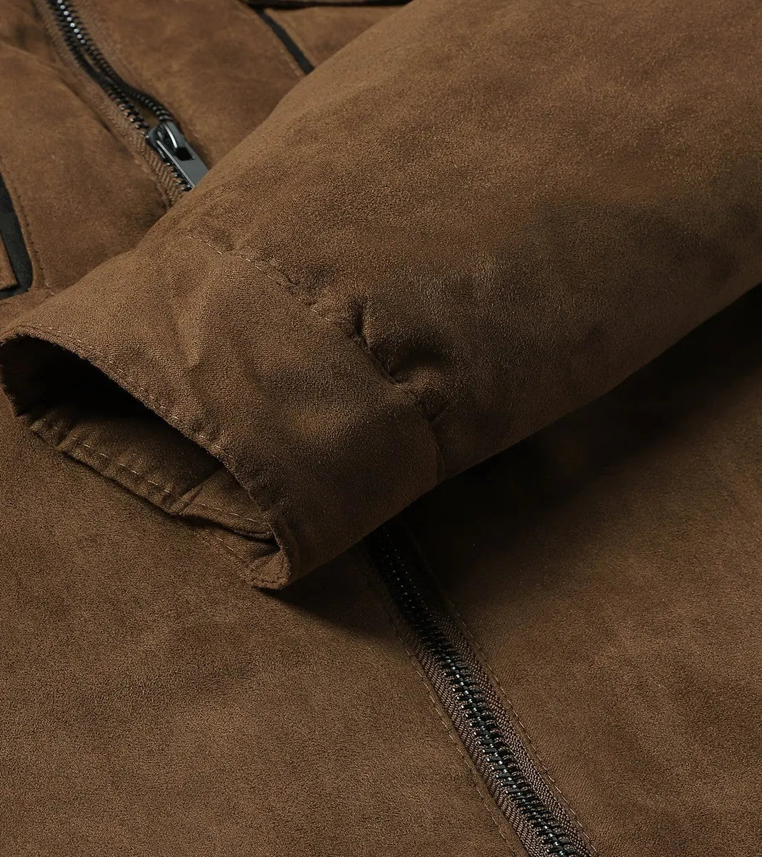 Men's Fleece Collar Winter Bomber Jacket in Brown