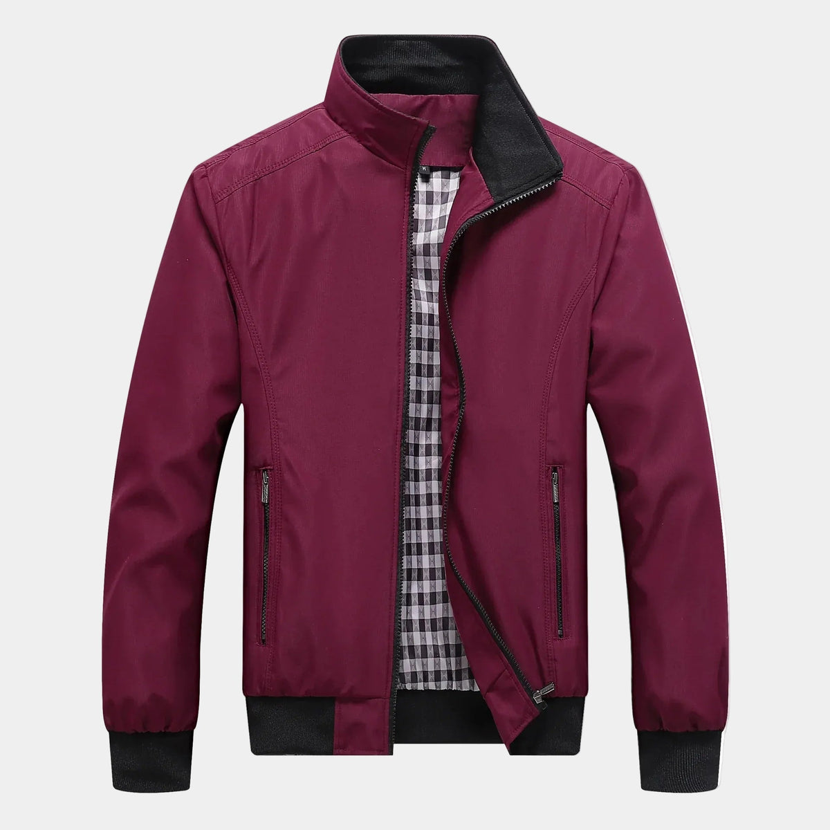Men's Stand Collar Zip-Up Bomber Jacket