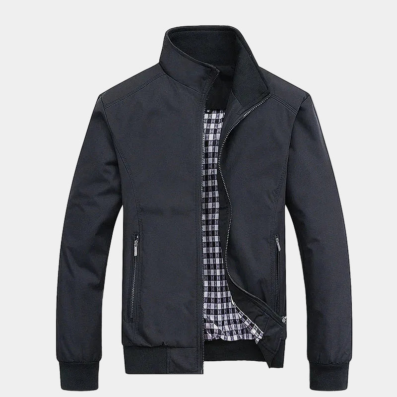 Men's Stand Collar Zip-Up Bomber Jacket