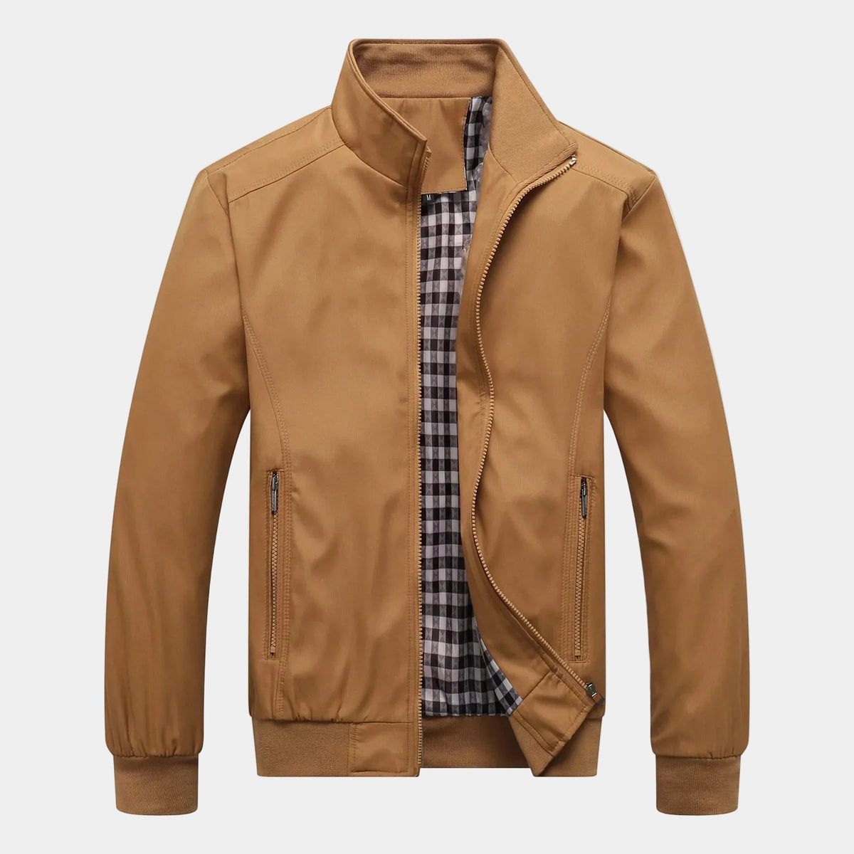 Men's Stand Collar Zip-Up Bomber Jacket