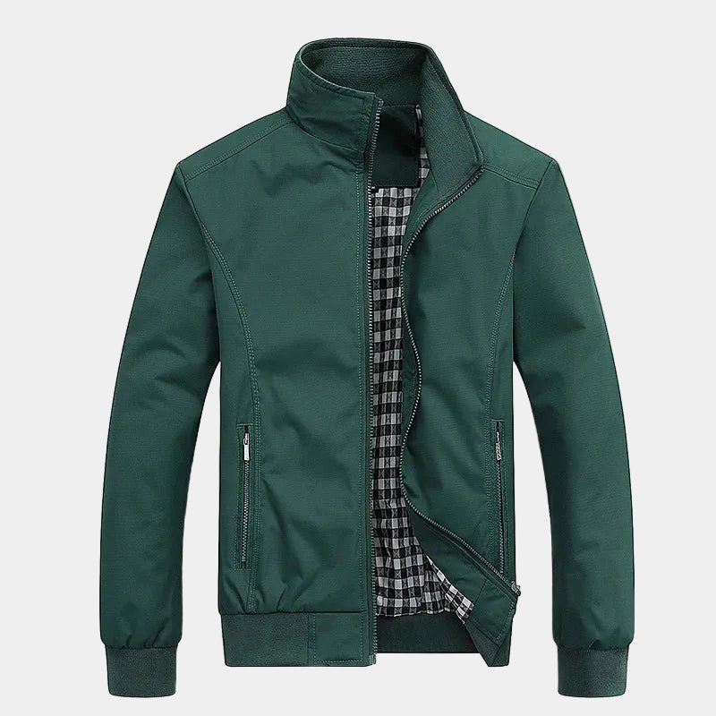 Men's Stand Collar Zip-Up Bomber Jacket