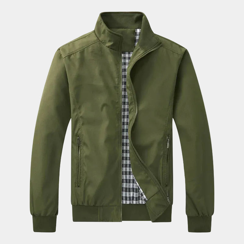 Men's Stand Collar Zip-Up Bomber Jacket