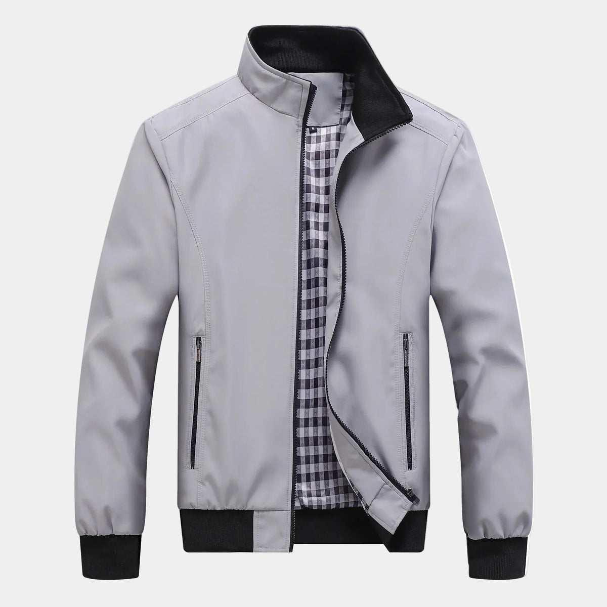 Men's Stand Collar Zip-Up Bomber Jacket