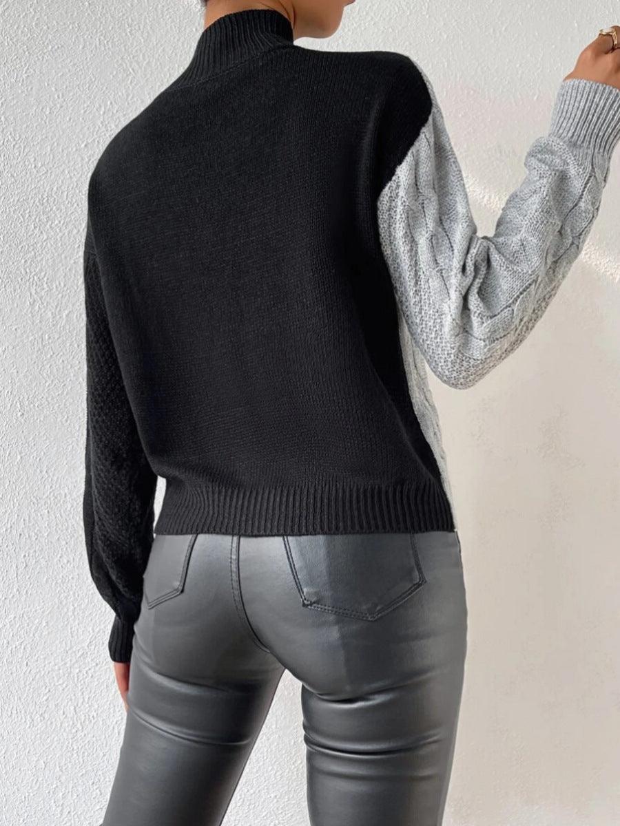 Women's Asymmetric Cable Knit Mock Neck Jumper