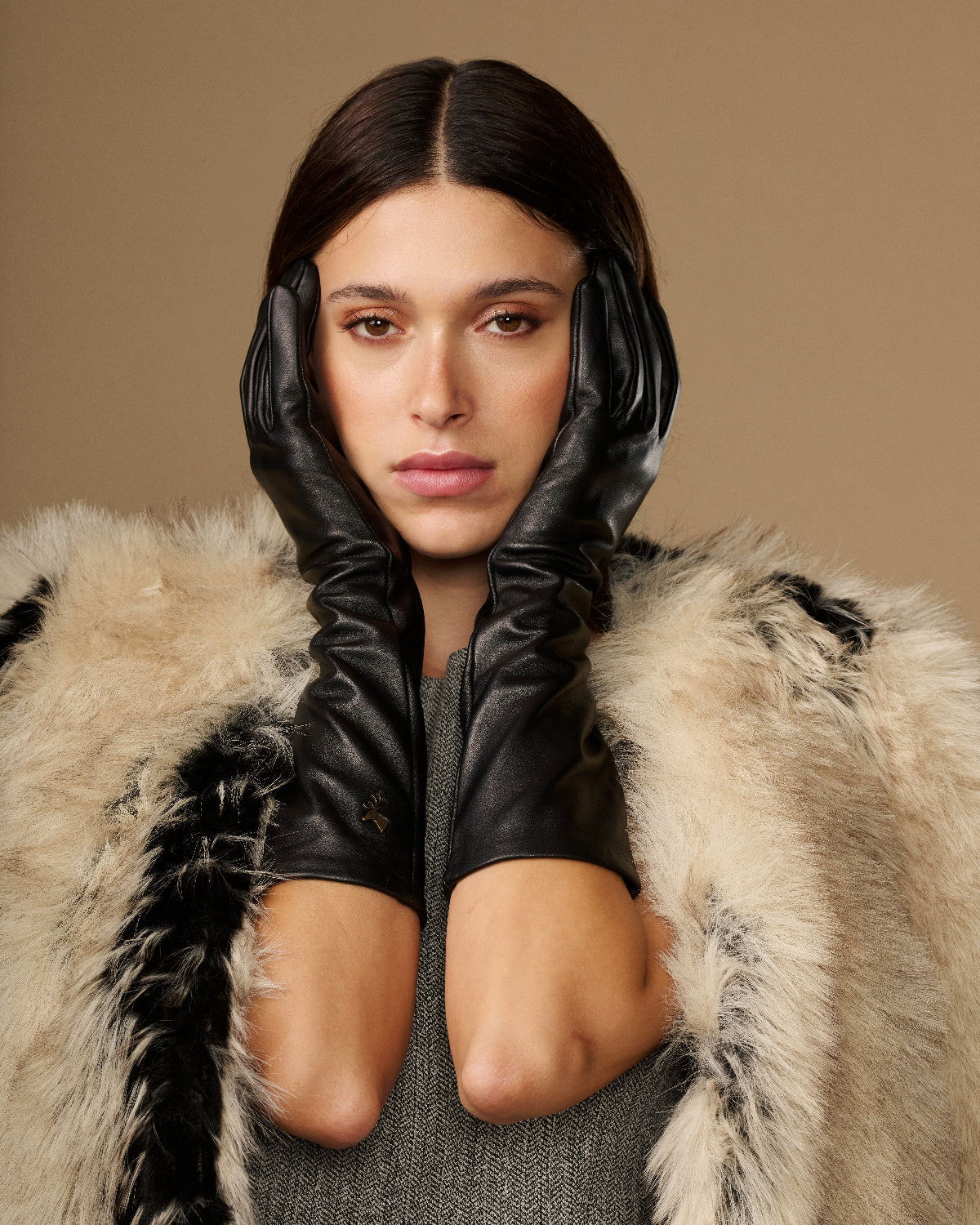 Women's Below-Elbow Faux Leather Touchscreen Evening Gloves
