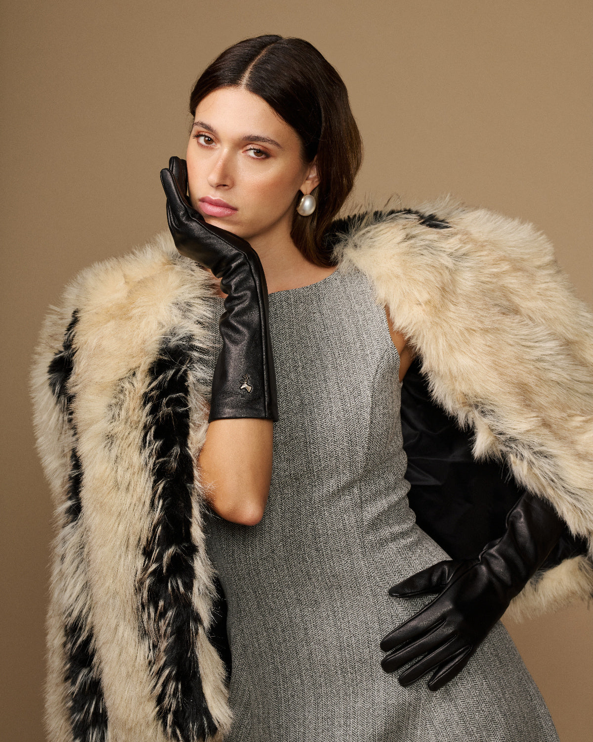 Women's Below-Elbow Faux Leather Touchscreen Evening Gloves