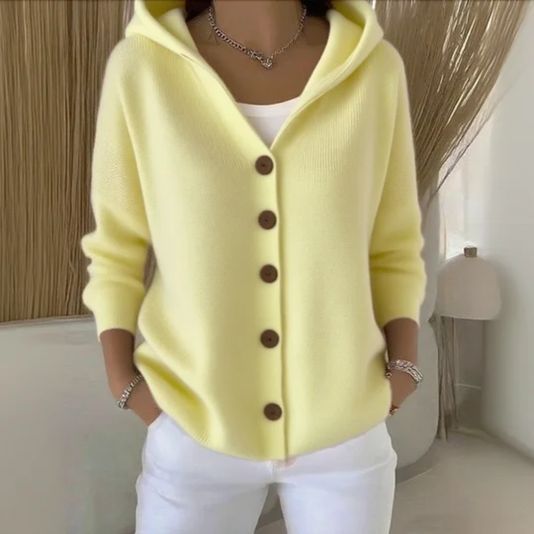 Women's Hooded Button-Up Knit Cardigan