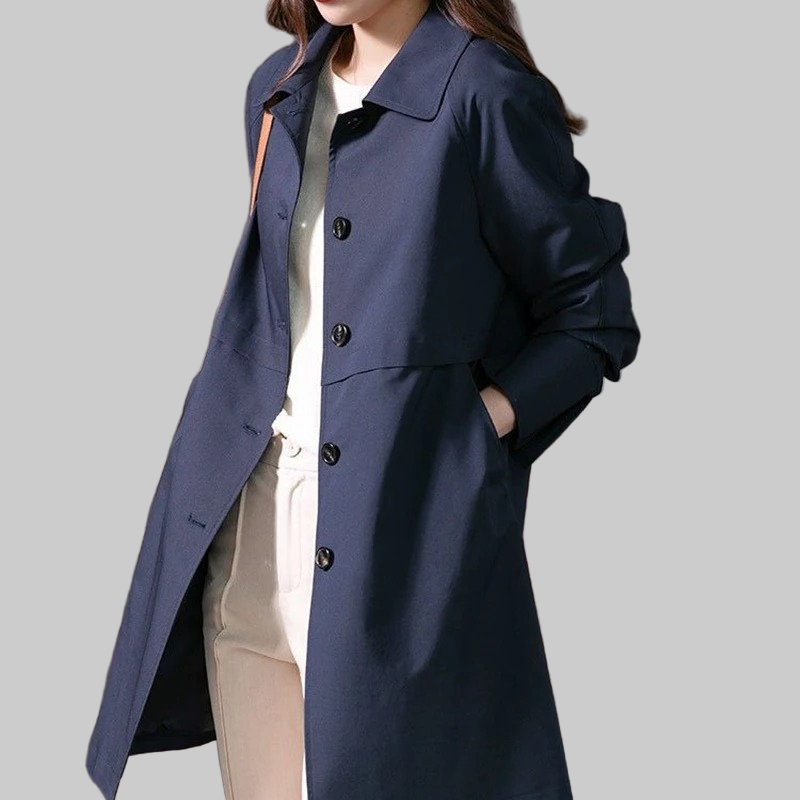 Women's Single-Breasted Mid-Length Trench Coat
