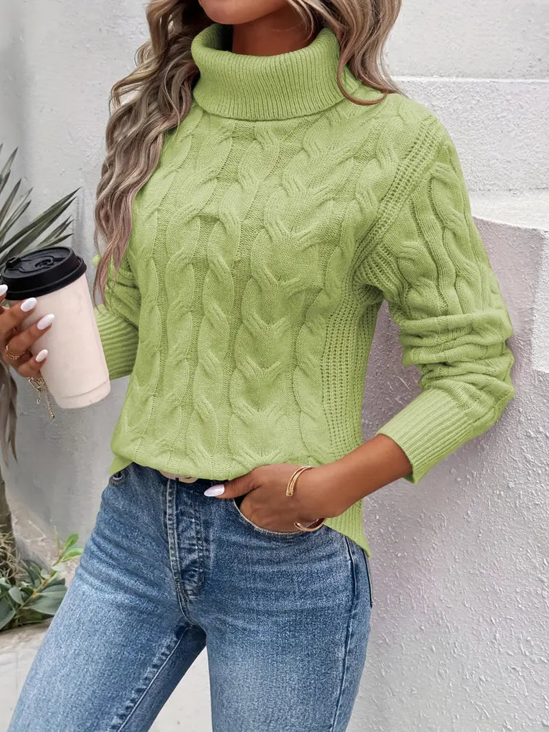 Women's Cable Knit Roll Neck Jumper