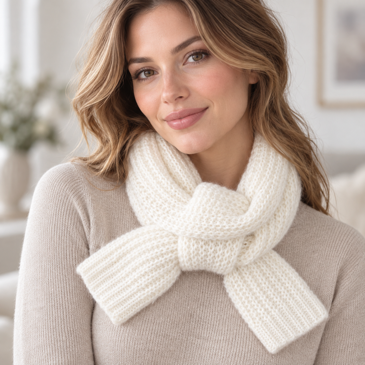 Women's Chunky Rib Knit Keyhole Scarf