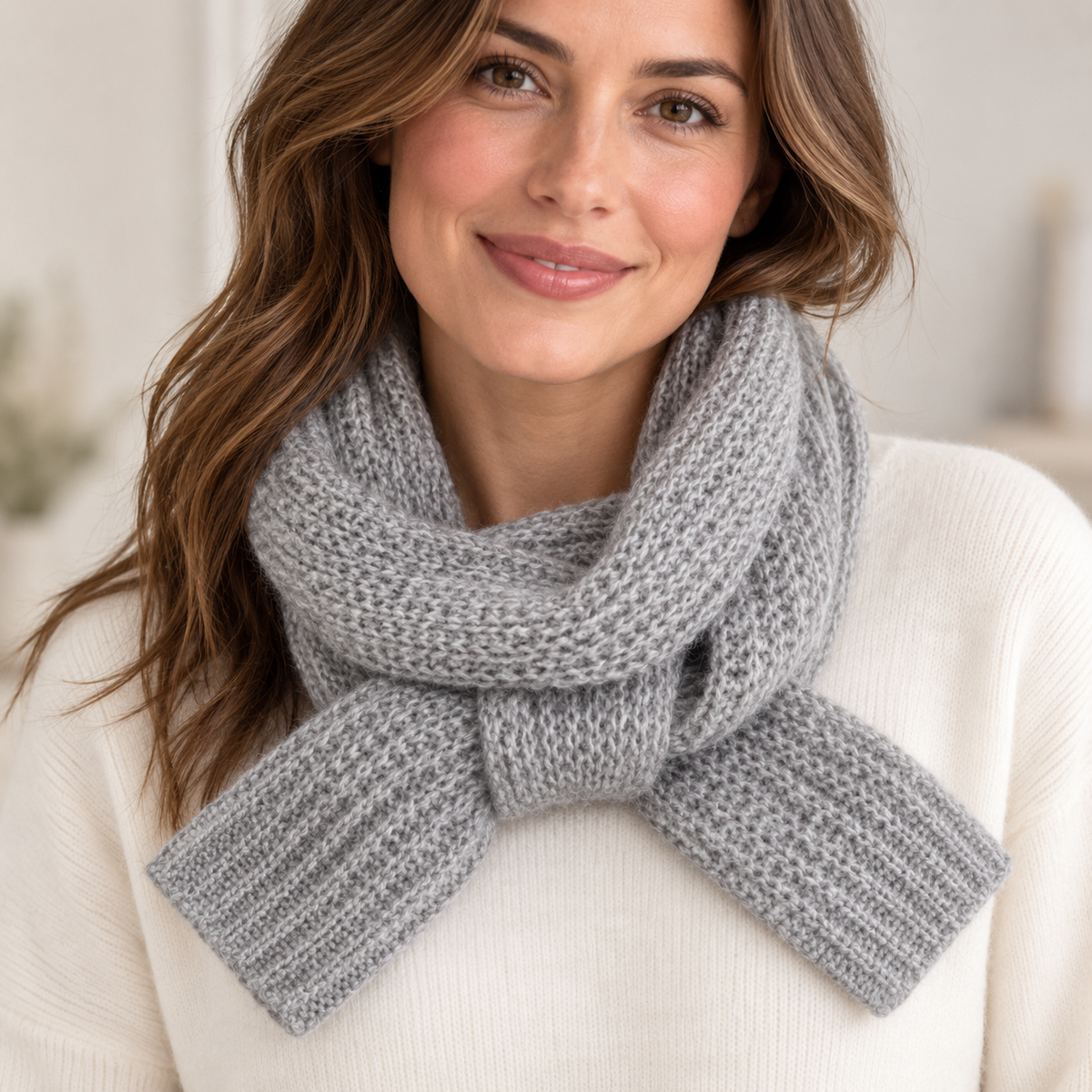 Women's Chunky Rib Knit Keyhole Scarf