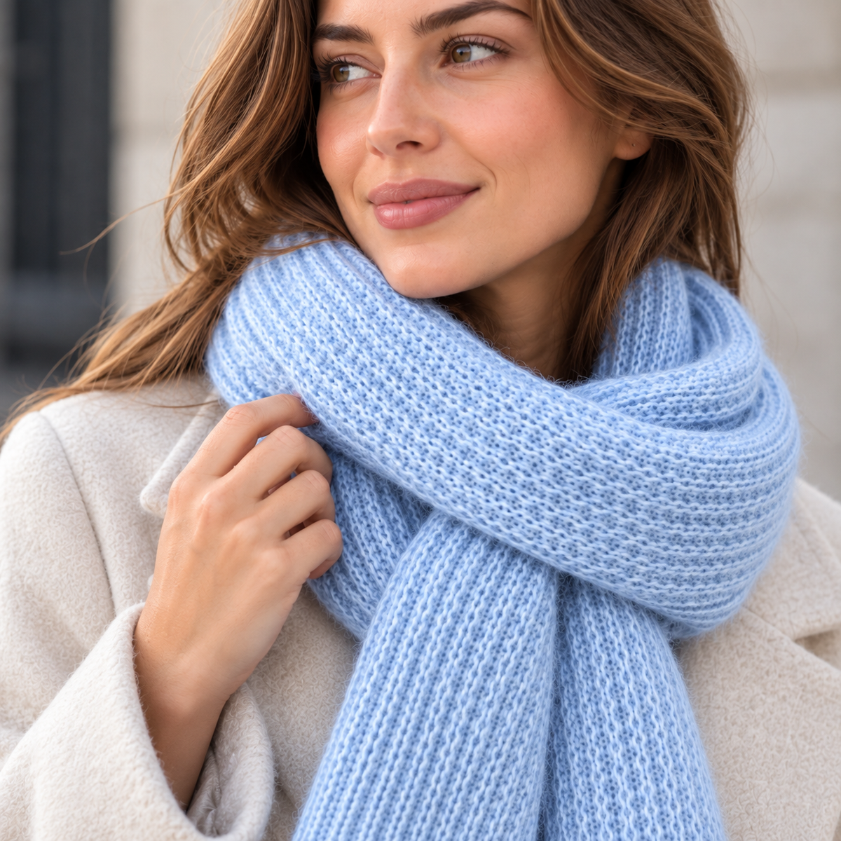 Women's Chunky Rib Knit Keyhole Scarf