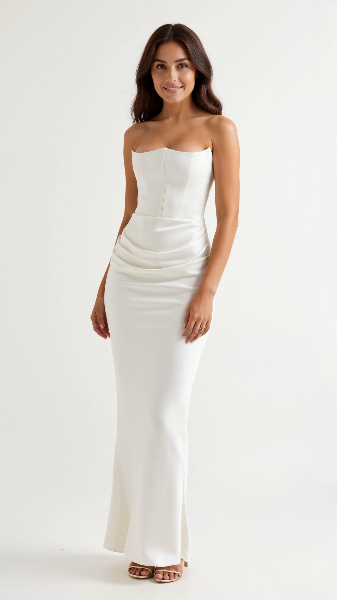 Women's Strapless Corset Column Maxi Dress