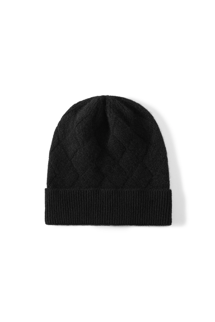 Women's Diamond Knit Turn-Up Beanie Hat