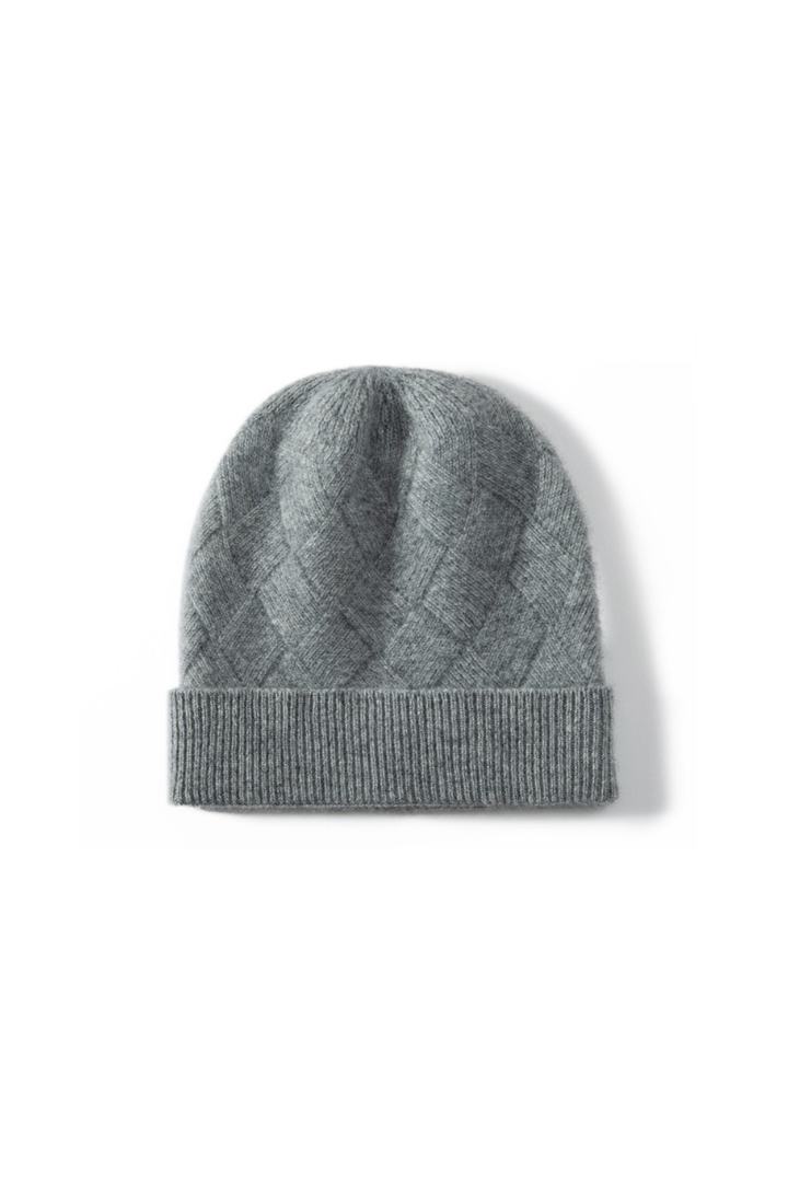 Women's Diamond Knit Turn-Up Beanie Hat