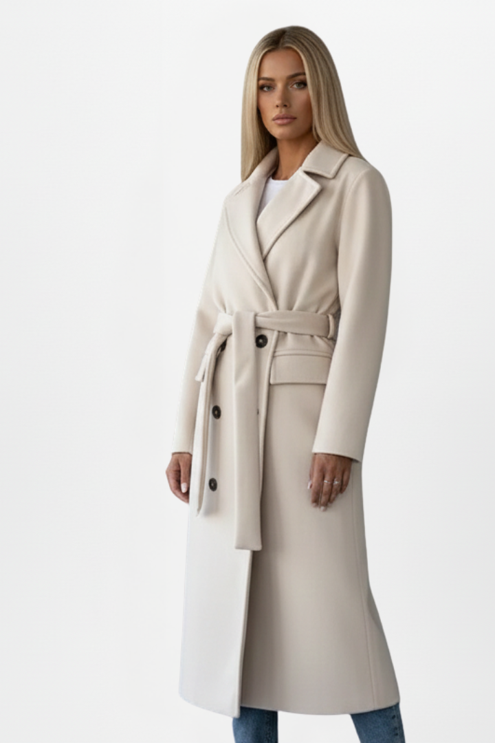 Women's Belted Double-Breasted Wool-Look Wrap Coat