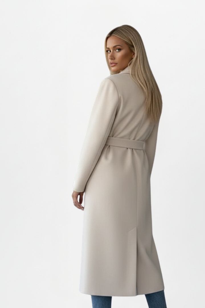 Women's Belted Double-Breasted Wool-Look Wrap Coat
