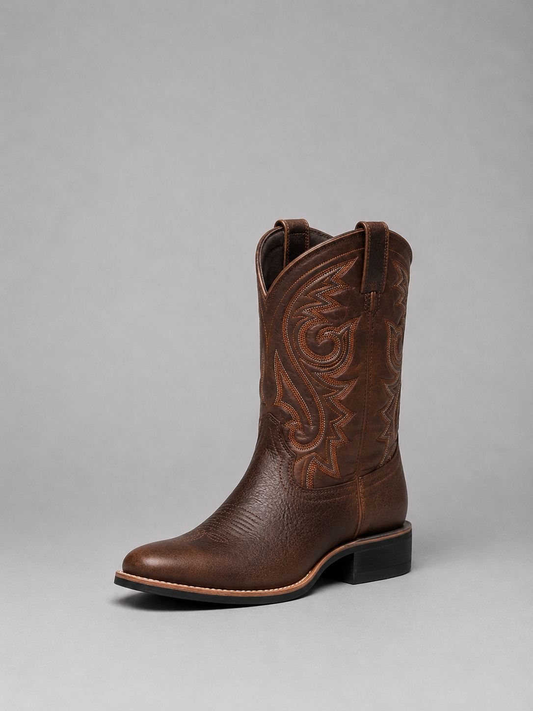 Women's Embroidered Western Faux Leather Cowboy Boots in Brown