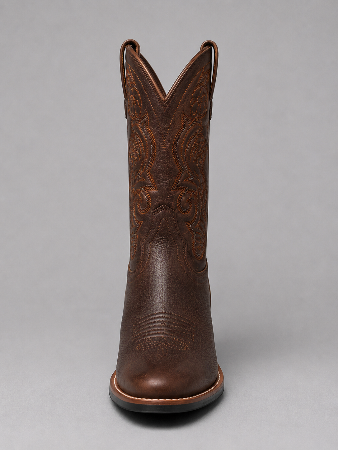 Women's Embroidered Western Faux Leather Cowboy Boots in Brown