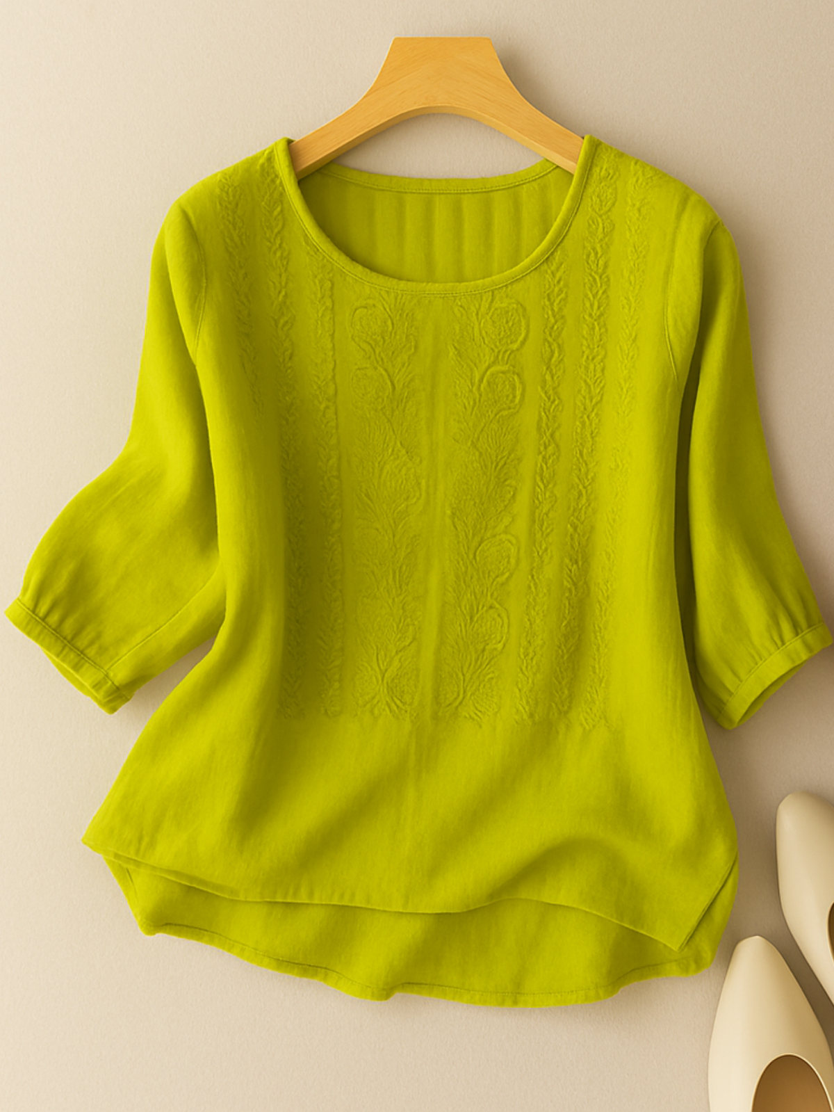 Women's Embroidered Three-Quarter Sleeve Blouse