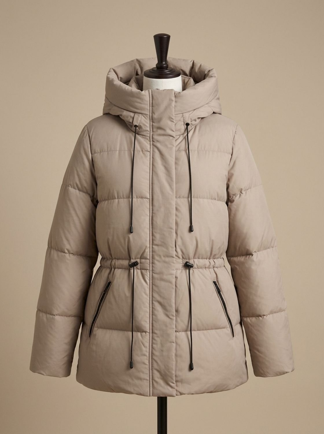 Women's Cropped Puffer Jacket with Faux Fur Hood