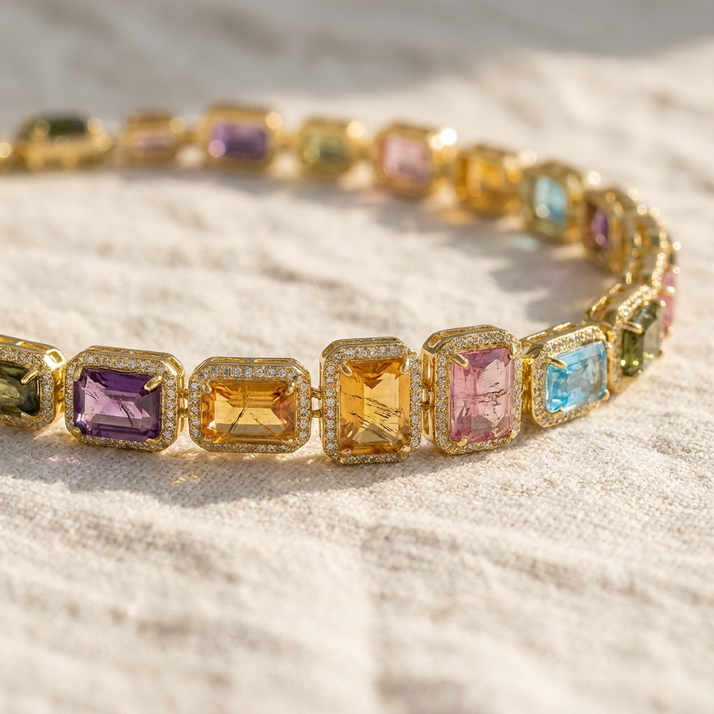 Women's Multicolour Gemstone Necklace with Extender