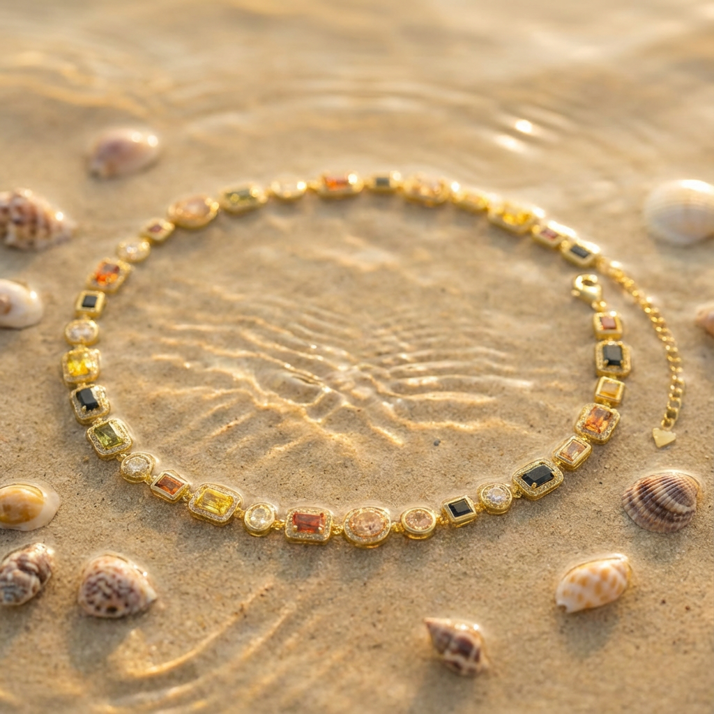 Women's Multicolour Gemstone Necklace with Extender