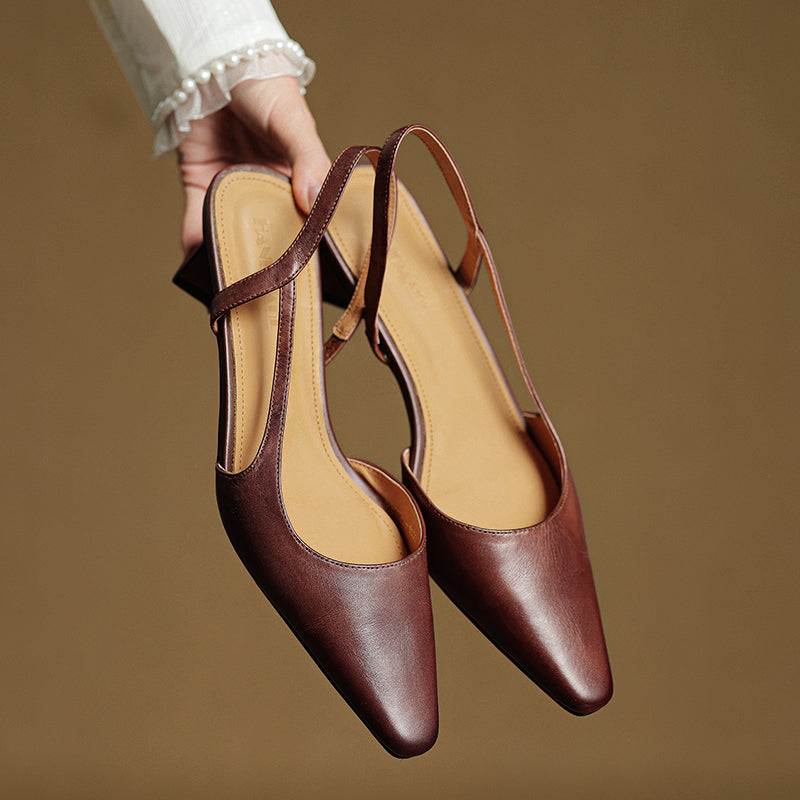 Women's Pointed Toe Slingback Block Heels