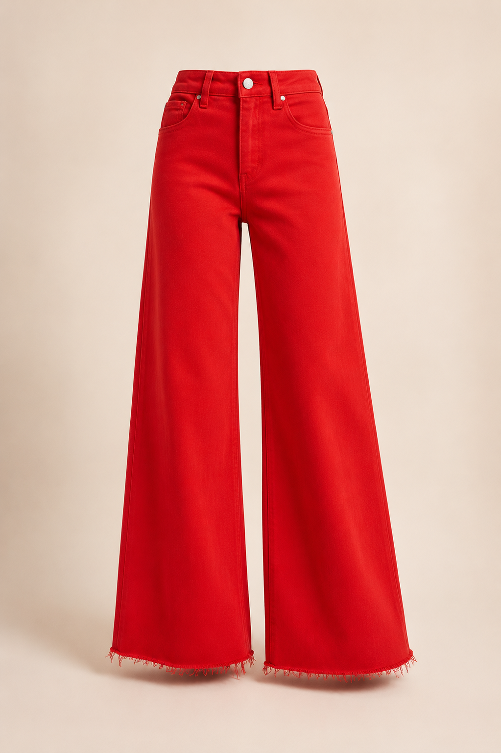 Women's High-Rise Wide-Leg Palazzo Jeans in Red