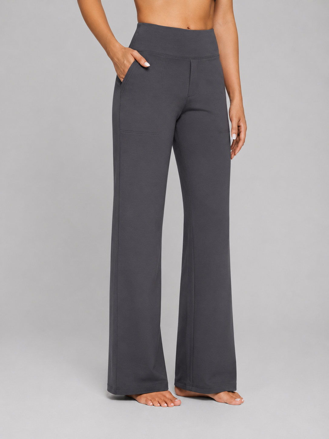 Women's High-Rise Wide-Leg Trousers with Pockets