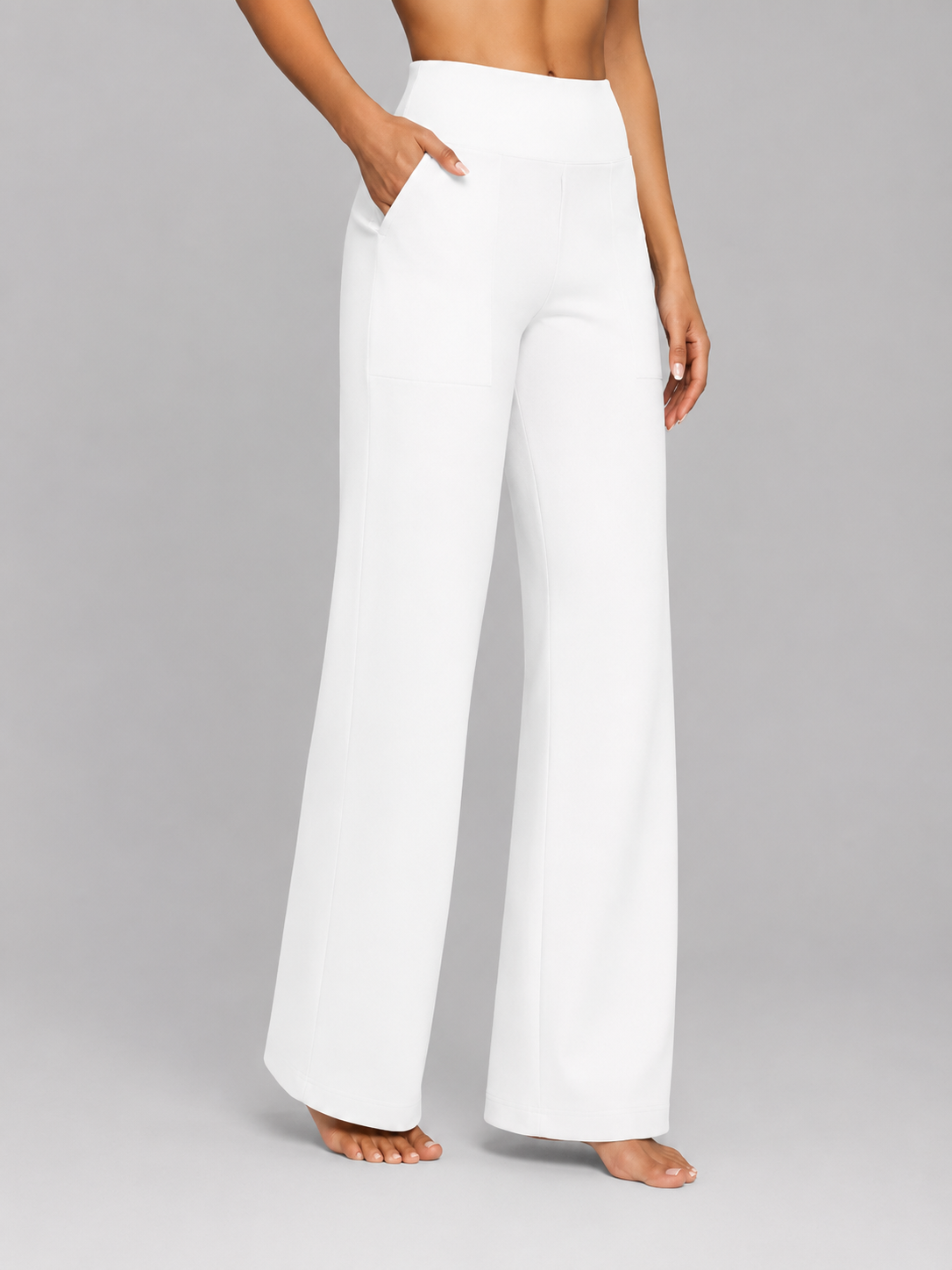 Women's High-Rise Wide-Leg Trousers with Pockets