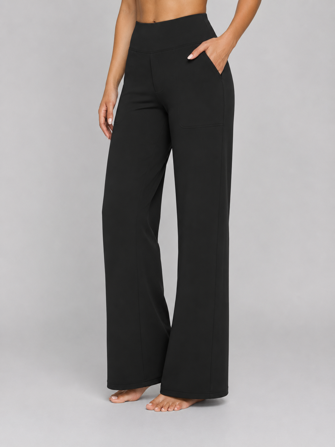 Women's High-Rise Wide-Leg Trousers with Pockets