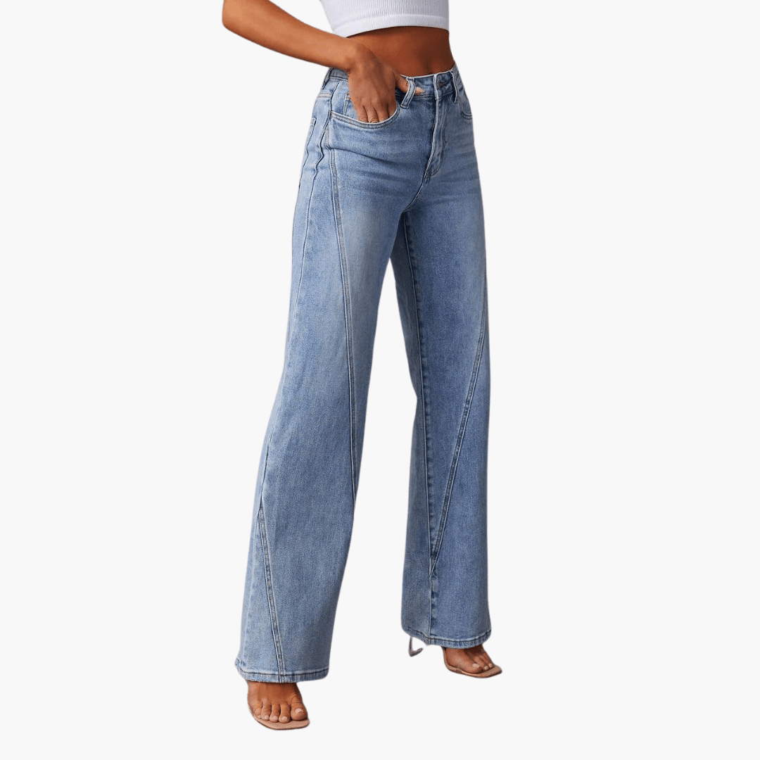 Women's Retro High-Waisted Wide Leg Flare Jeans in Blue