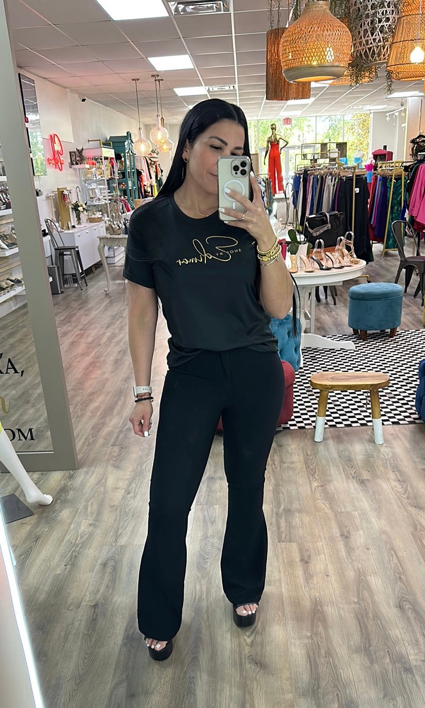 Women's High-Waist Flared Trousers in Black
