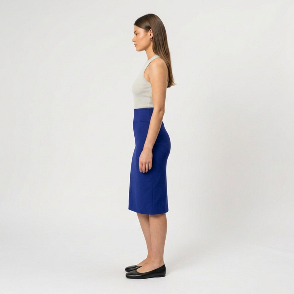 Women's High-Waisted Stretch Pencil Midi Skirt